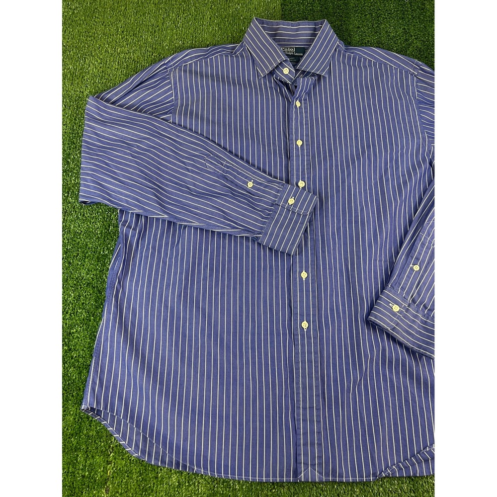 Polo Ralph Lauren Regent Classic Fit Blue White Striped Dress Shirt Mens 3XL
